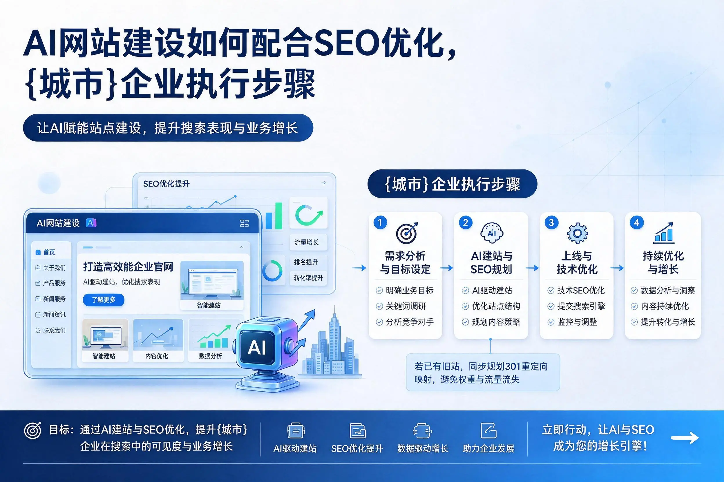 AI网站建设如何配合SEO优化,南充企业执行步骤