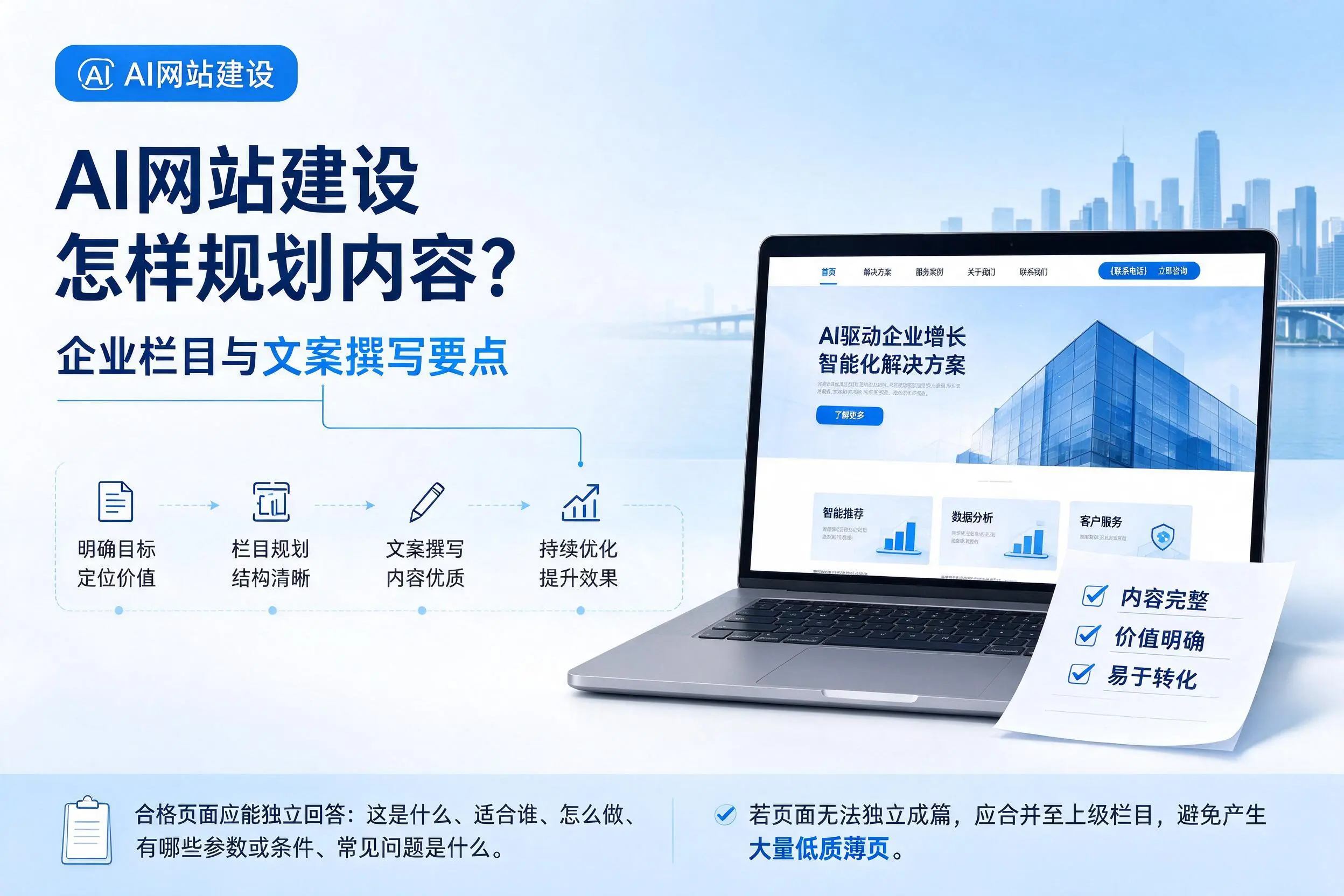AI网站建设怎样规划内容？南充企业栏目与文案撰写要点